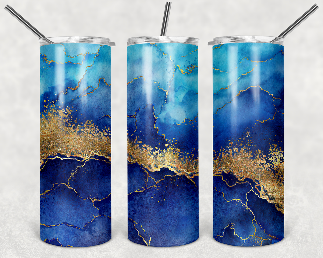 Blue/Gold marble tumbler