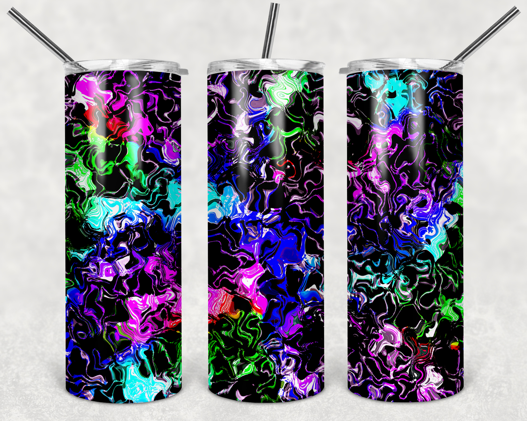 Rainbow/Black Marble tumbler