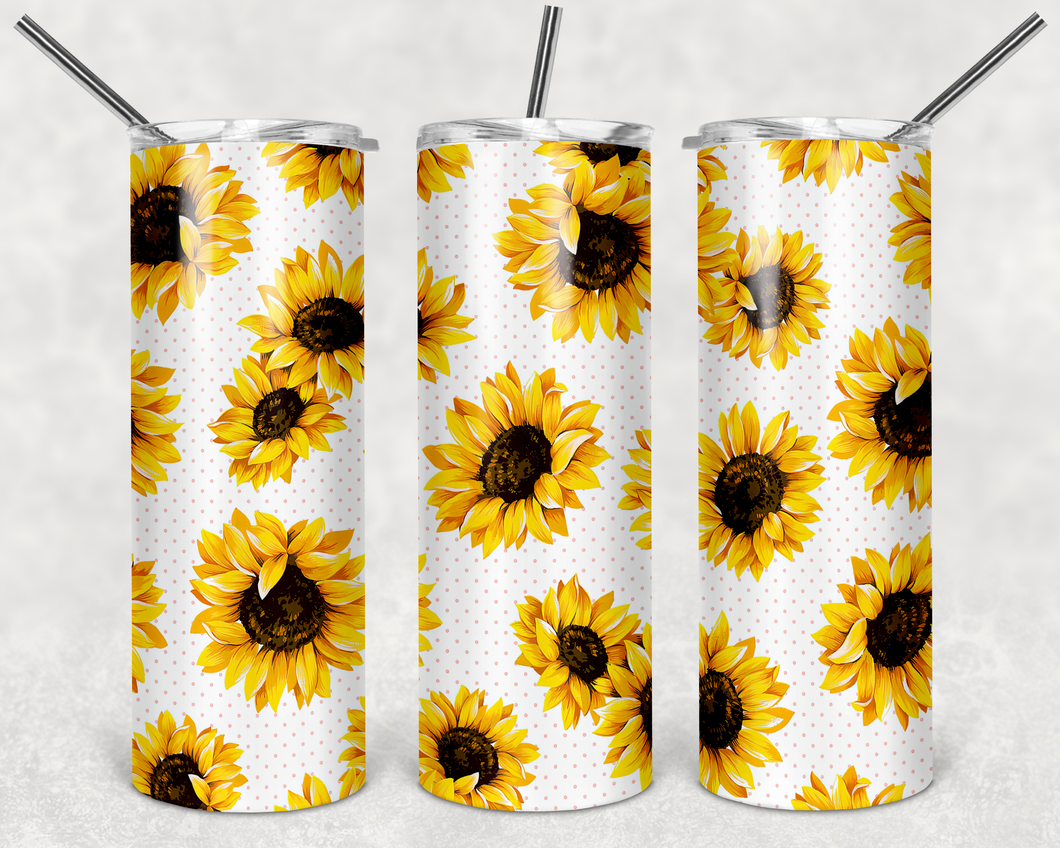 White  Background with Sunflowers tumbler