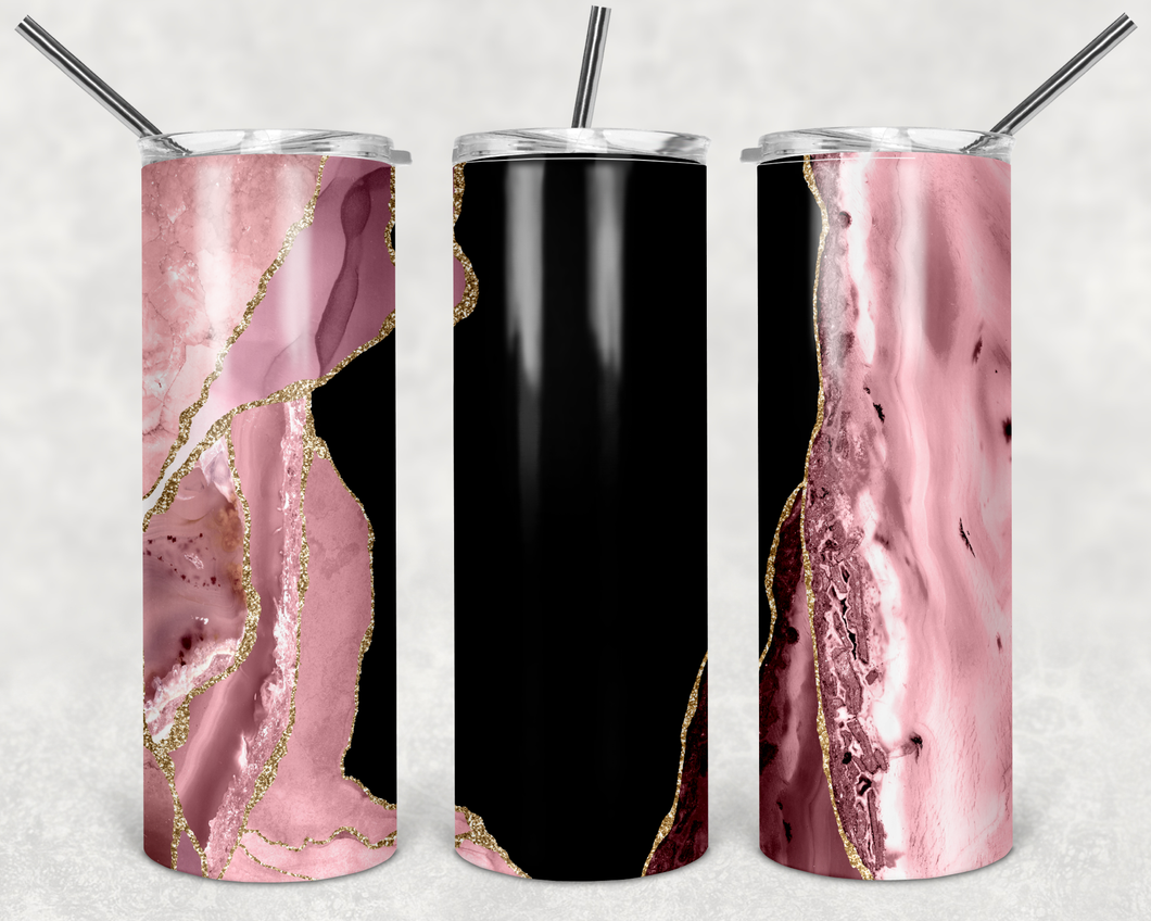 Black And Rose Gold Marble Tumbler