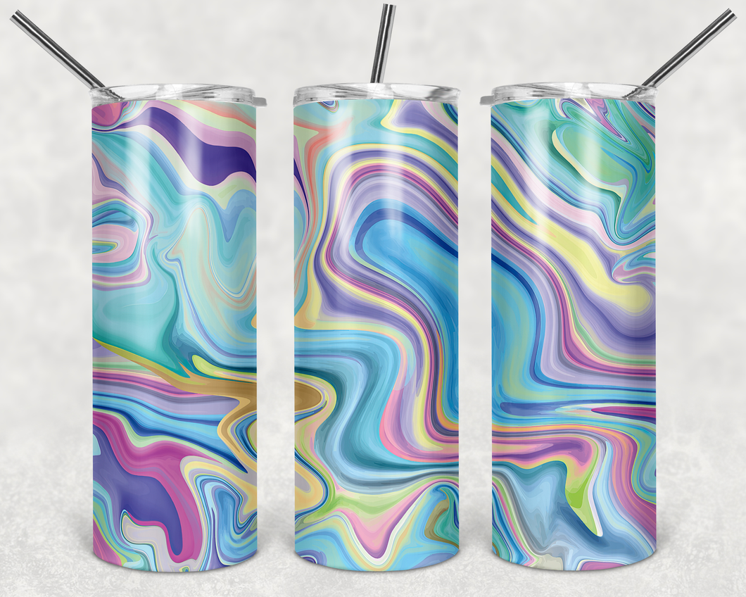 Multicolor Pastel Marble  Tumbler