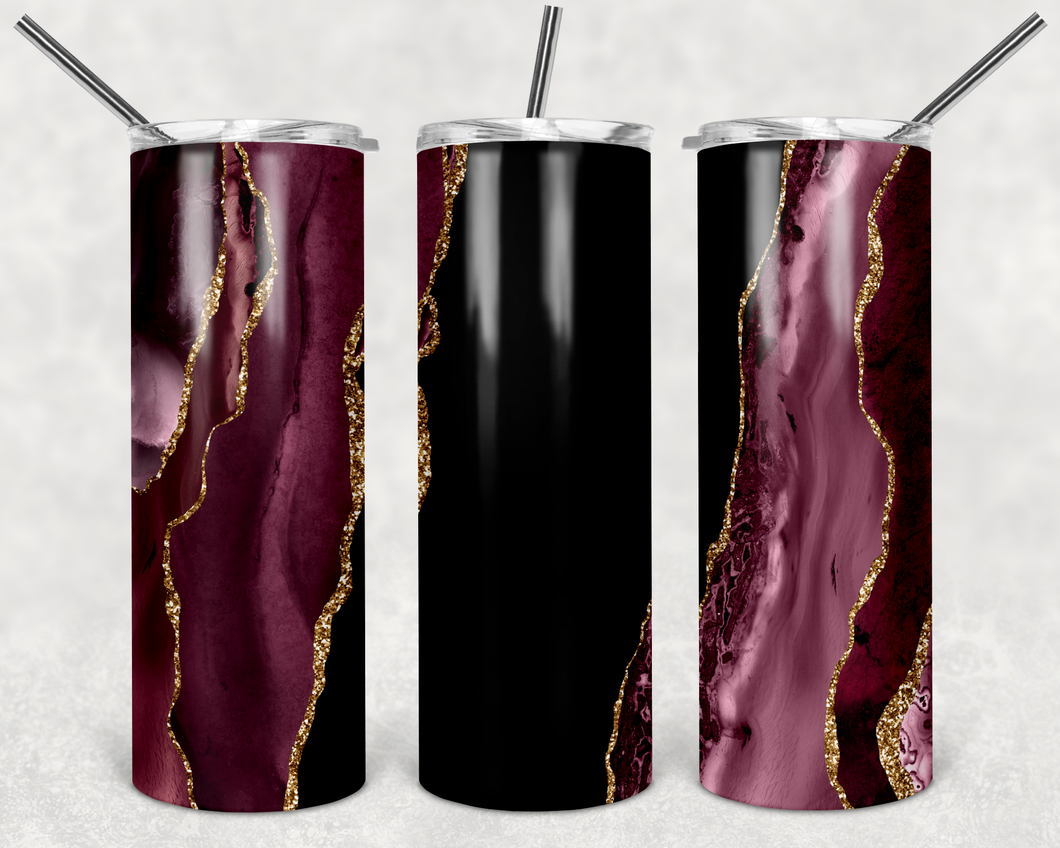 Black And Royal Purple Marble Tumbler