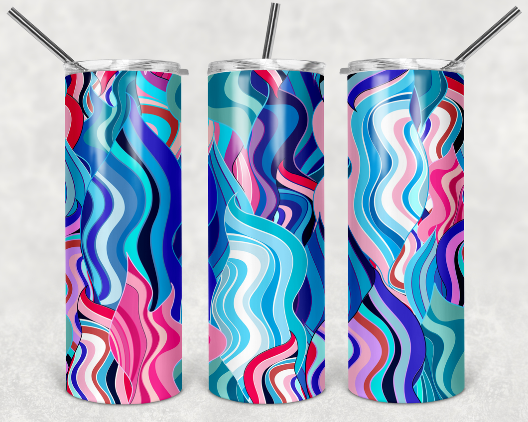 Blue/Pink Squiggle Marble Tumbler