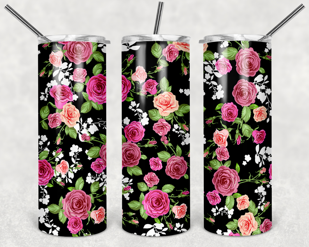 Pink/Cream Roses Tumbler