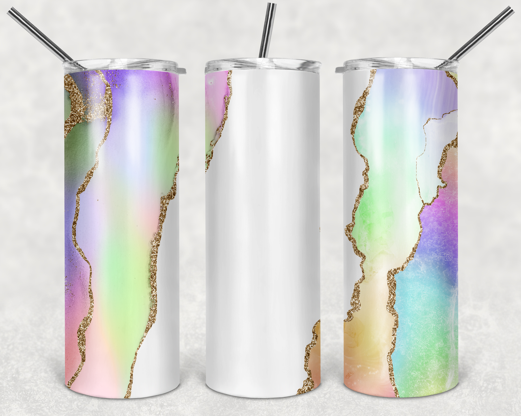 White Though Multicolor Pastel Tumbler