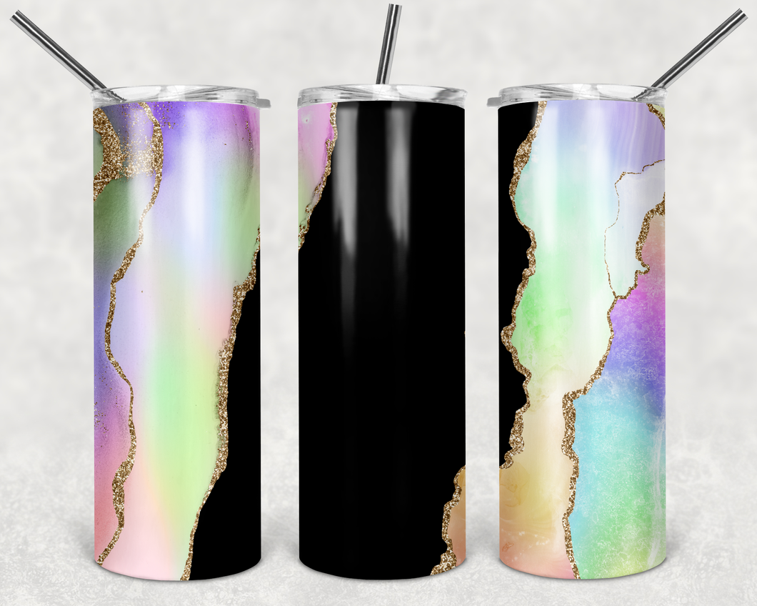 Black And Multicolor Pastel Marble Tumbler