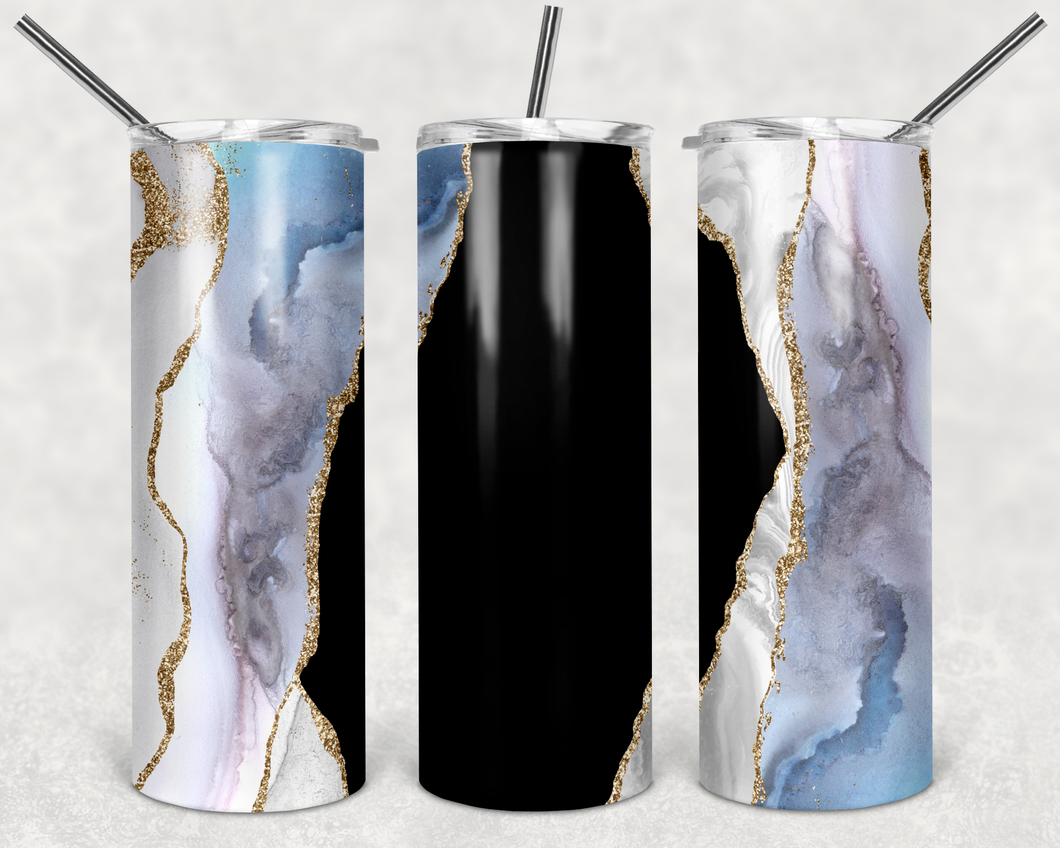 Black And White/Grey/Blue Marble Tumbler