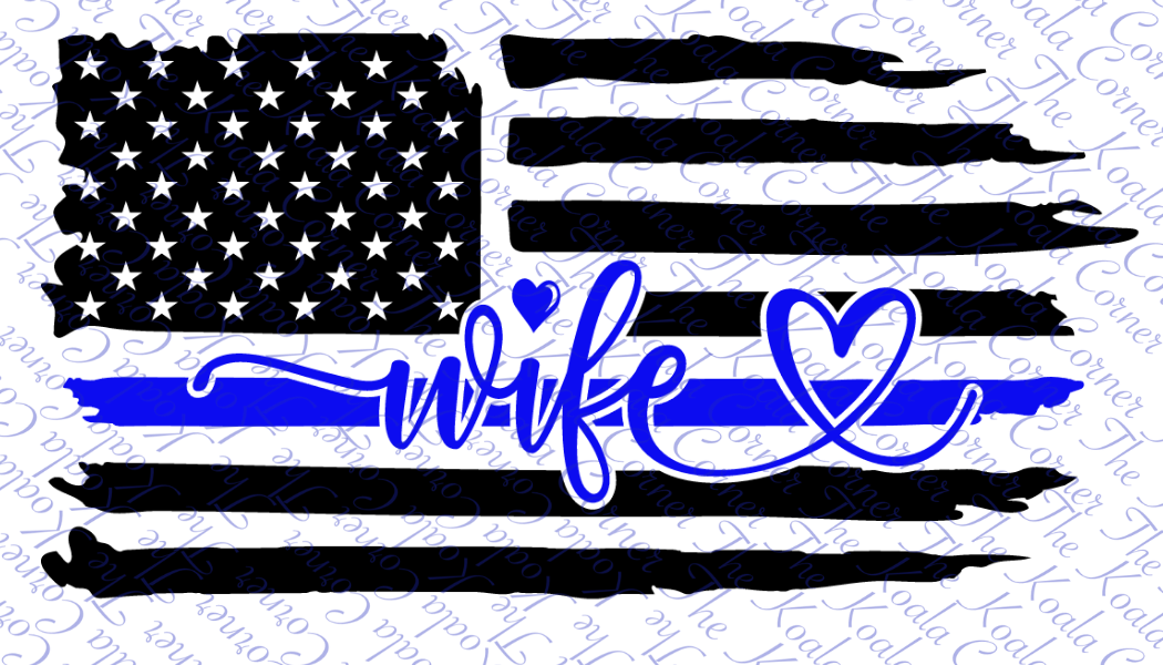 POLICE WIFE SHREDDED AMERICAN FLAG Car Decal