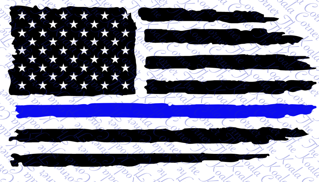 SHREDDED POLICE FLAG Car Decal