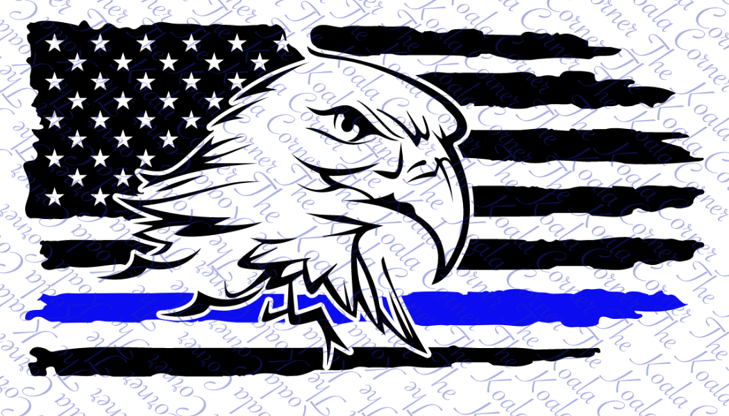 EAGLE SHREDDED POLICE FLAG Car Decal