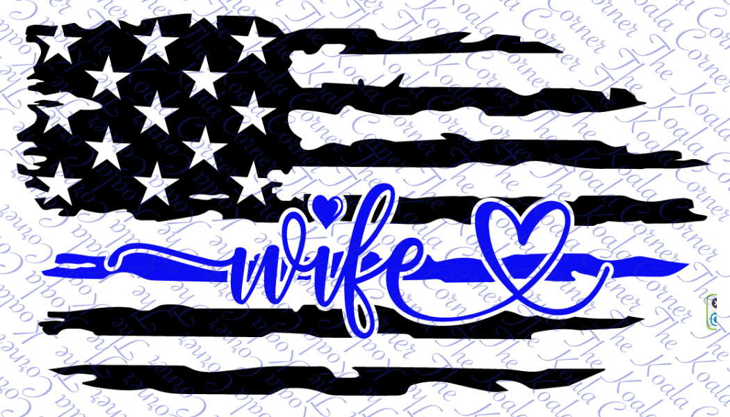 WIFE SHREDDED POLICE FLAG Car Decal