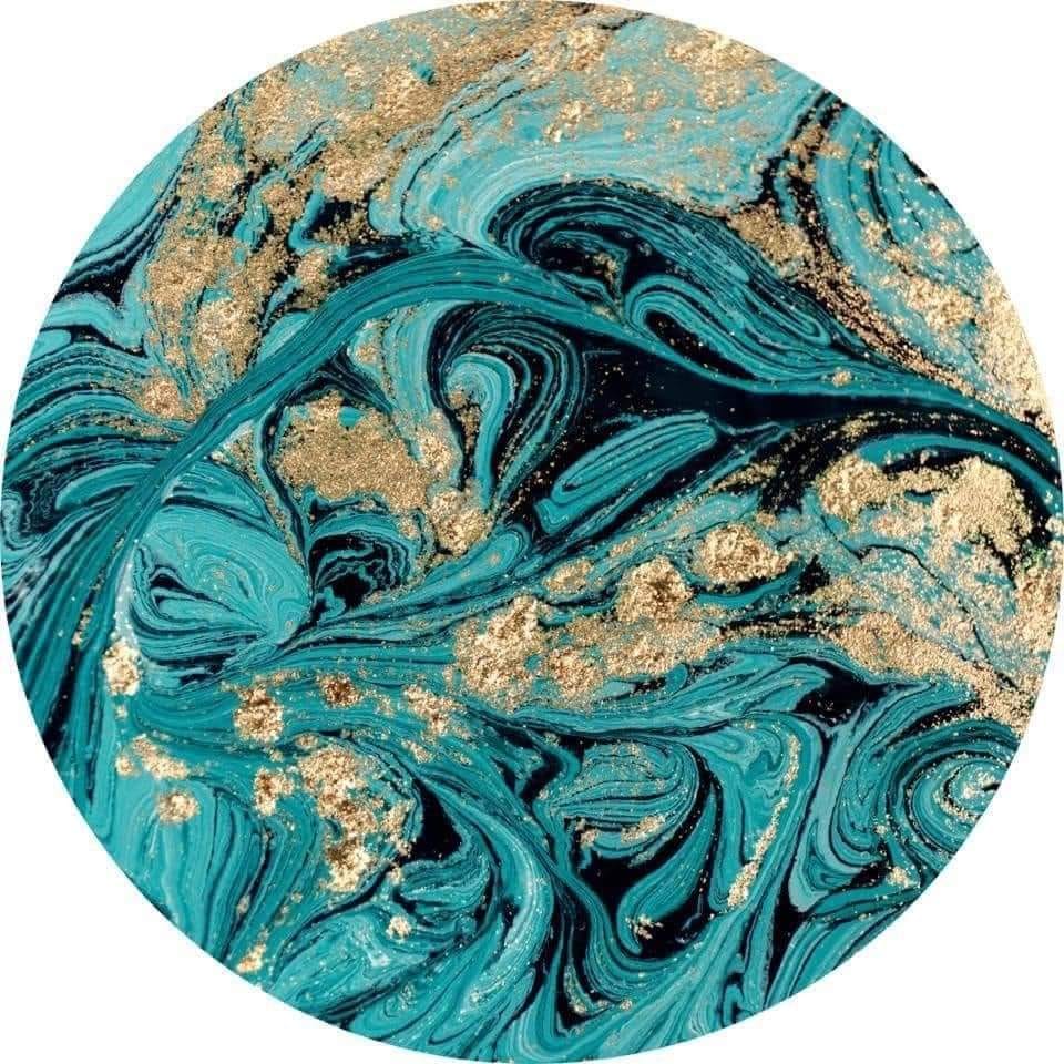 Gold & Teal Marble Car Coaster