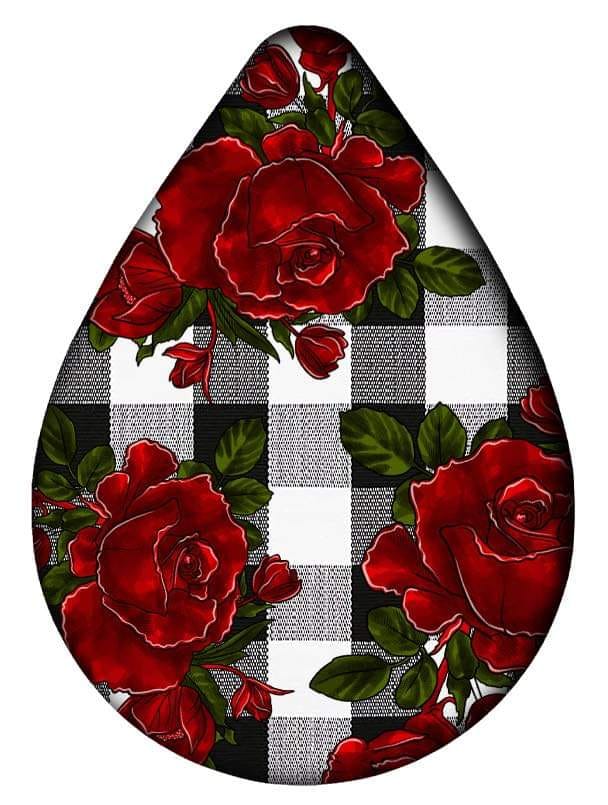 Red Roses on Plaid Earrings