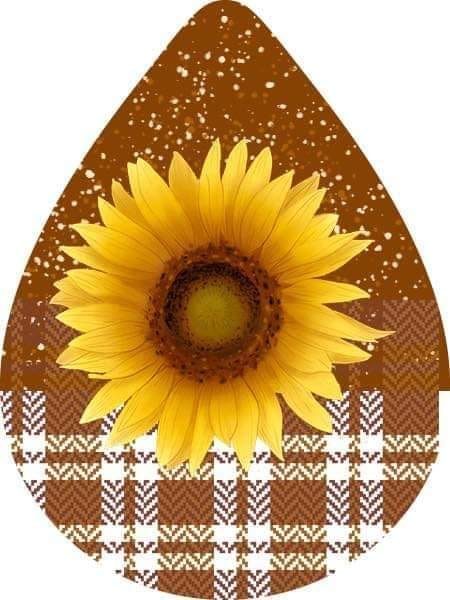 Sunflowers on Brown glitter and plaid Earrings