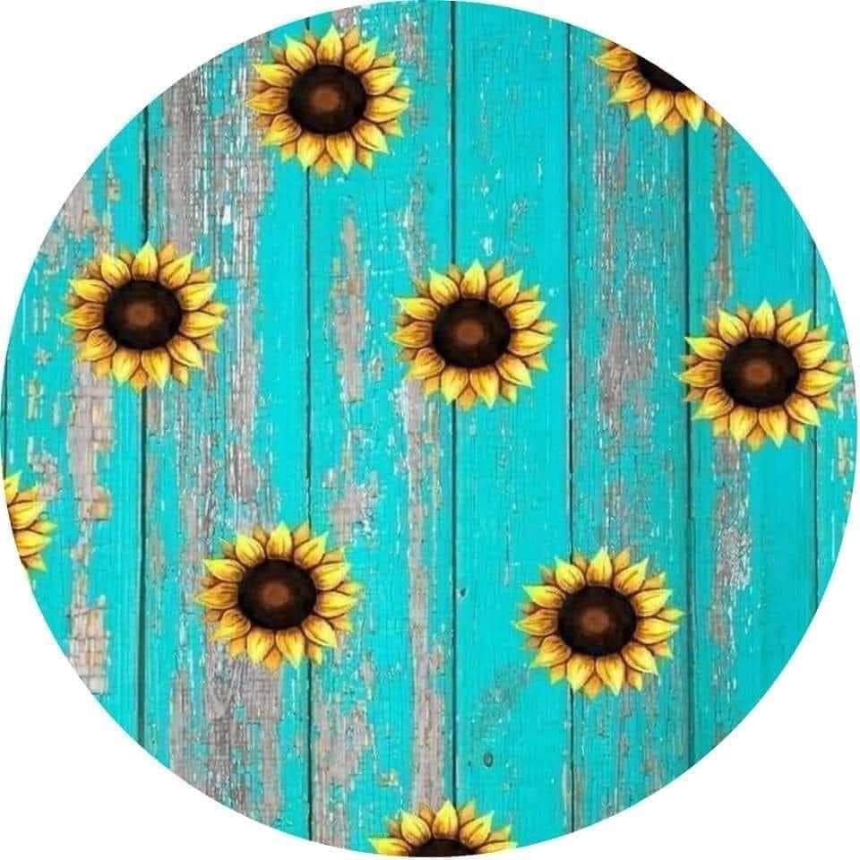 Teal Woodgrain with Sunflowers Car Coaster